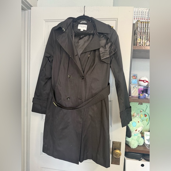 Cole Haan Jackets & Blazers - Cole Haan Womens XL Trench Coat Hooded Belted Double Breasted Black